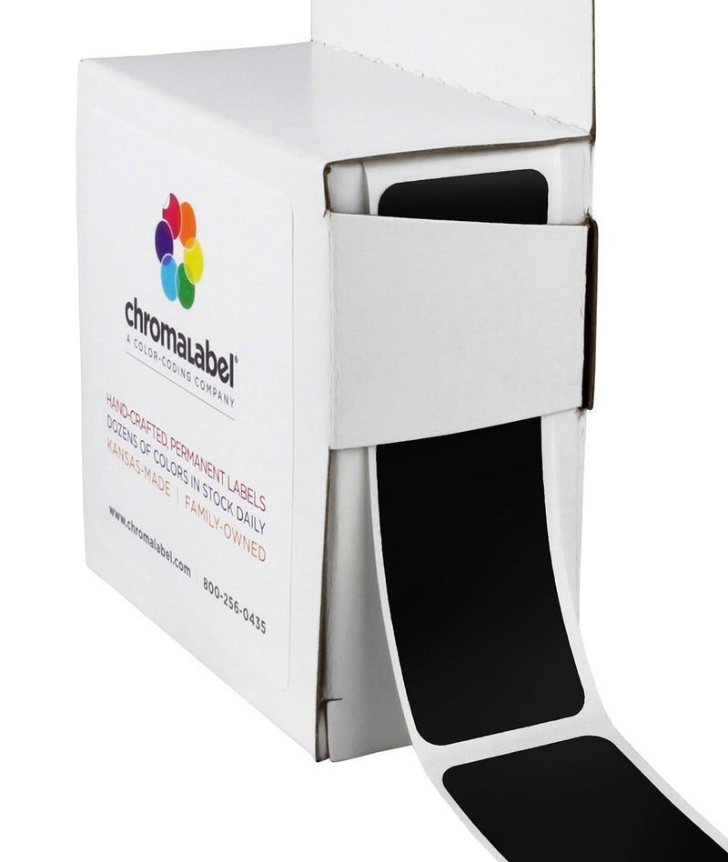 ChromaLabel 1 x 3 Inch All Purpose Permanent Color Code Rectangle Labels, 100 Stickers per Dispenser Box, Black - Image 1